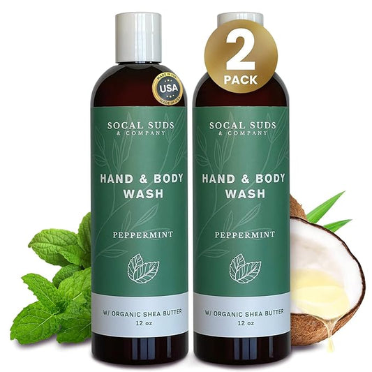 SoCal Suds & Company 12oz Organic Shea Butter Hand & Body Wash- Peppermint- 2 Pack