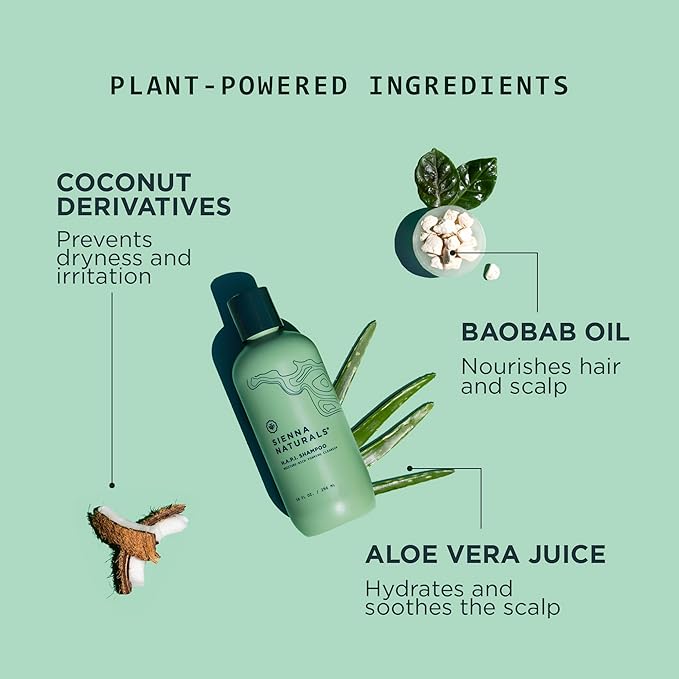 Sienna Naturals - HAPI Shampoo – Anti Frizz - Sulfate-Free, Scalp-Nourishing & Hydrating Cleanser – Gently Removes Buildup Without Stripping – pH-Balanced, Vegan & Clean Formula - 11oz