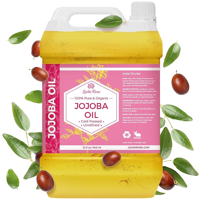 Leven Rose Jojoba Oil Bulk Wholesale Large 32 oz for Soap, Skin, Hair and Nails
