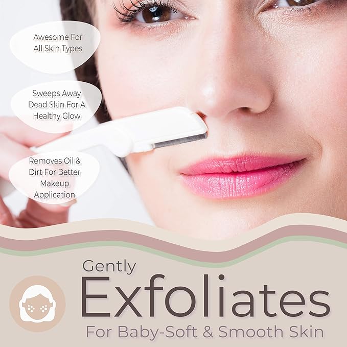 Dermaplaning Tool (6 Count) – Easy to Use Dermaplane Razor for Face – Facial Hair Removal for Women – Blade for Eyebrows and Peach Fuzz – Face Shavers for Women Help Exfoliate and Smooth the Skin