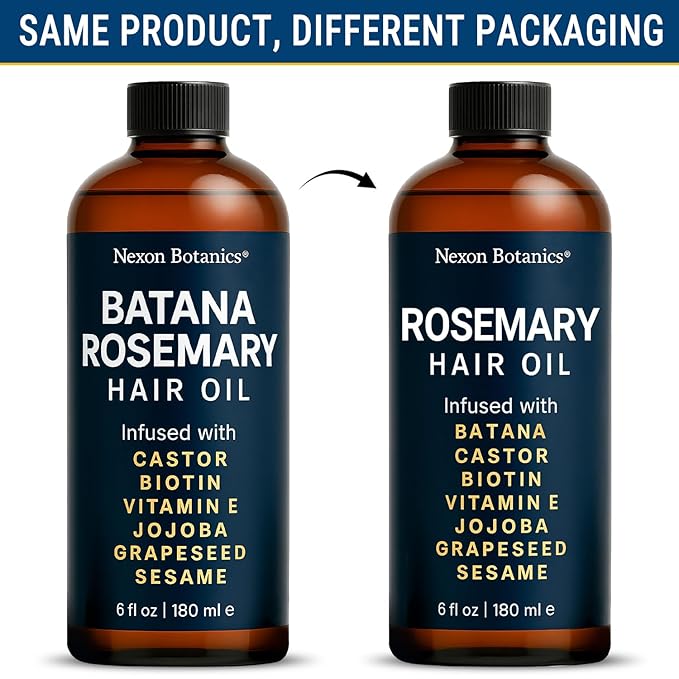 Nexon Botanics Rosemary Oil for Hair Growth 6 fl oz - Natural Scalp and Hair Oil with Batana, Castor, Biotin, Vitamin E, Grapeseed, Jojoba, Sesame - Aceite de Romero y Batana