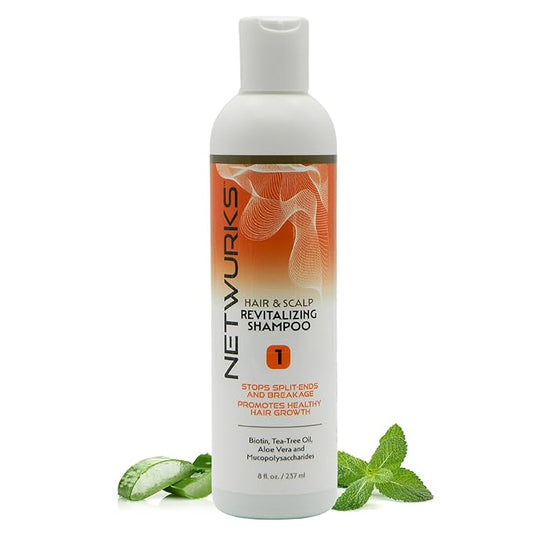 Regrowth Hair & Scalp Revitalizing Shampoo with Biotin, Aloe, Tea Tree Oil & Mucopolysaccharides (sugar polymer) for Split Ends & Breakage, 8 oz.