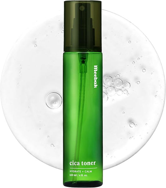 Meebak CICA Toner Spray | Korean Face Mist | Facial Spray with Centella Asiatica & Vitamin E | Soothing Face Toner for Sensitive, Oily, and Combination Skin | 4 fl oz