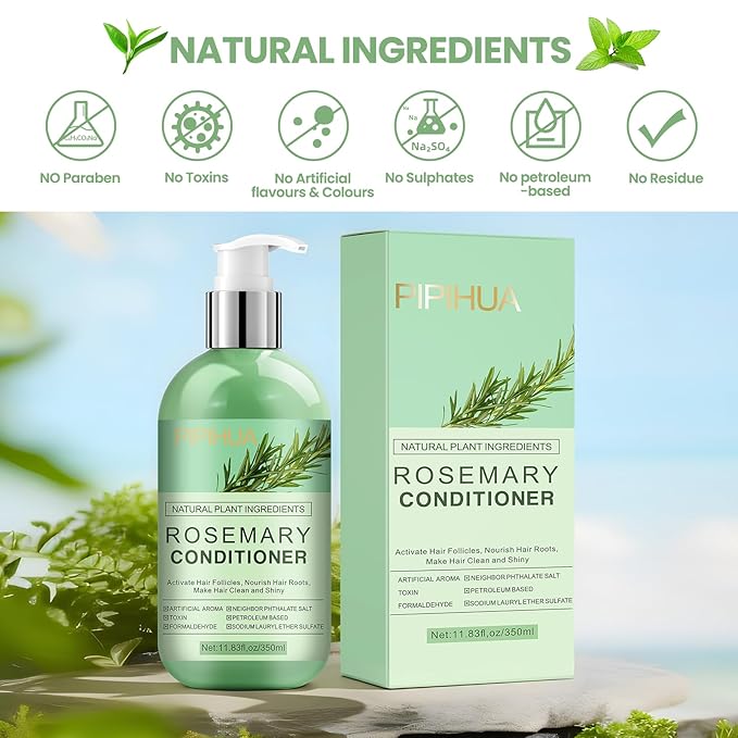 Rosemary Conditioner for Hair Growth: Thinning Hair & Anti-Hair Loss Treatment for Men and Women - Rosemary Mint Strengthening Conditioner with Tea Tree Oil Biotin