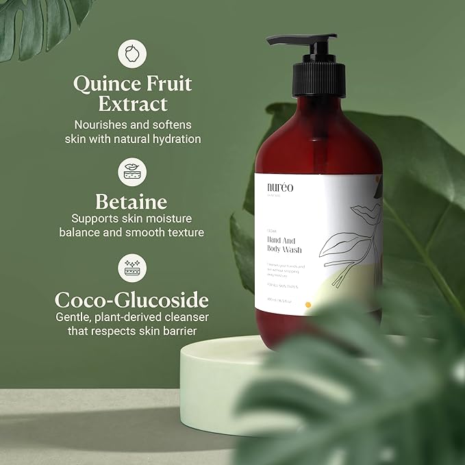 Peppermint & Cedarwood Body Wash – Natural Moisturizing Hand & Body Wash with Betaine & Fruit Extract, Vegan & COSMOS Certified, Hydrating Shower Gel for Men & Women (490ml)