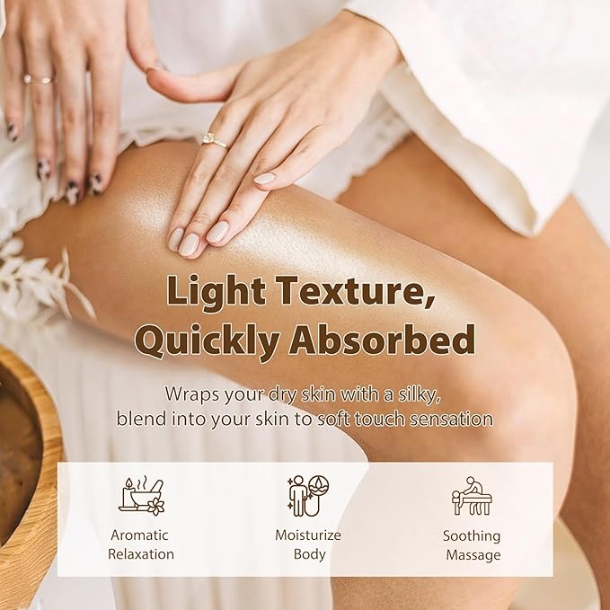 Vanilla Body Oil with Sweet Orange, Juniper Berry and Thyme Essential Oils, Premium Scented Body Oil for Moisturizing Skin, Massage Oil for Women Men After Shower - 8.8 FL.OZ(260ML)