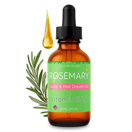 Rosemary Scalp & Hair Dream Oil – Natural Hair Growth & Scalp Care with Peppermint, Vitamin E & A – Lightweight Herbal Blend for Daily Use – 2 fl oz