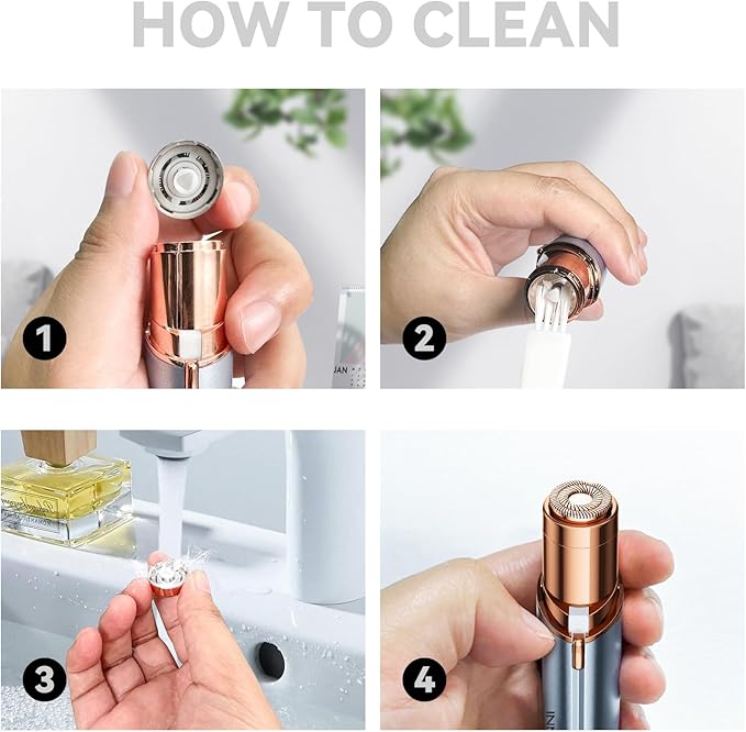 Facial Hair Remover for Women Ladies Upper Lip Hair Removal Electric Face Shaver with Rechargeable Battery Brush(Champagne Gold)