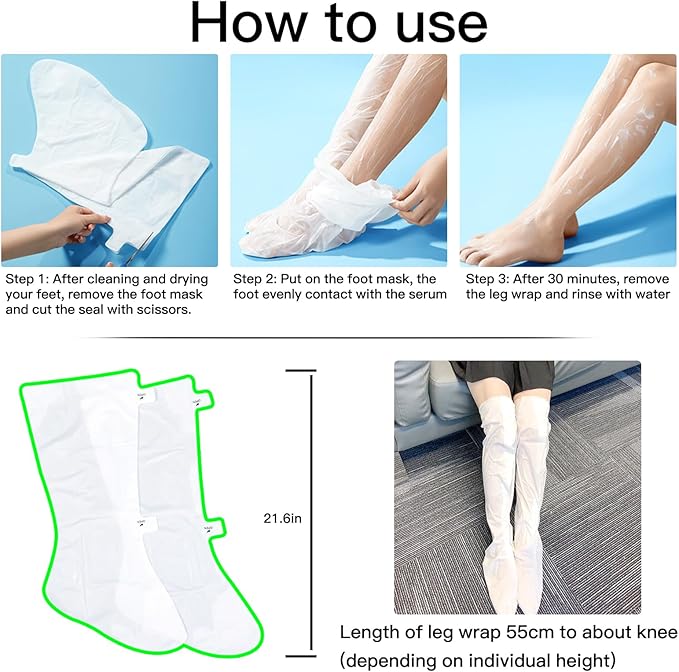 3 Pairs Hydrating Long Leg Feet Mask，Long Leg Feet Masque，Feet Peeling Mask，Moisturizing Nourishing Exfoliating Foot Mask for Women