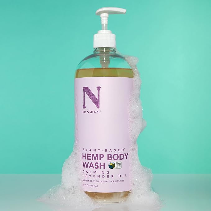 Dr. Natural Hemp Body Wash, Lavender, 32 oz - Pure Plant-Based Body Wash - Deep Cleansing and Moisturizing with Organic Shea Butter - Enriched with Hemp Seed Oil - Suitable for Sensitive Skin