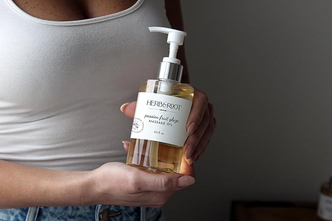 Passion Fruit Glaze Edible Massage Oil, 8.5 oz | Tropical Maracuja Kissable Body Oil with Coconut & Sweet Almond Oils | Non-Sticky, Lightweight, Moisturizing Massage Oil & Couples Gift