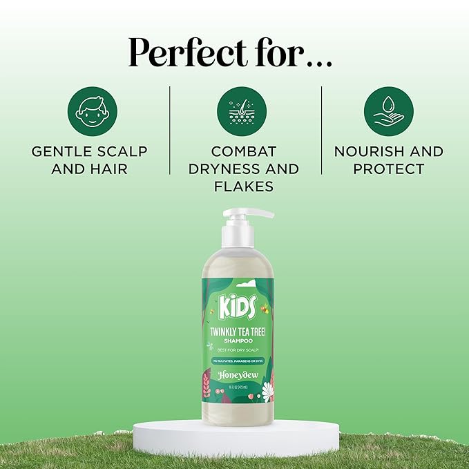 Cleansing Kids Shampoo for Dry Scalp - Dry Flaky Scalp Care Shampoo for Kids and Hair Build Up Remover with Tea Tree Oil and Rosemary Essential Oils for Hair Care - Kids Scalp Cleanser for Build Up