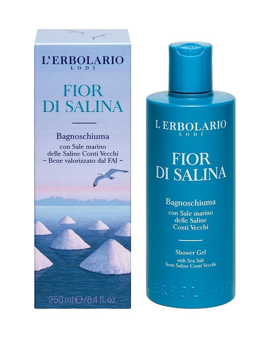 L'Erbolario Shower Gel - Moisturizing Body Wash with Coastal Botanicals - Revitalizing Citrus Body Soap for All Skin Types - Fior di Salina - 8.4 oz