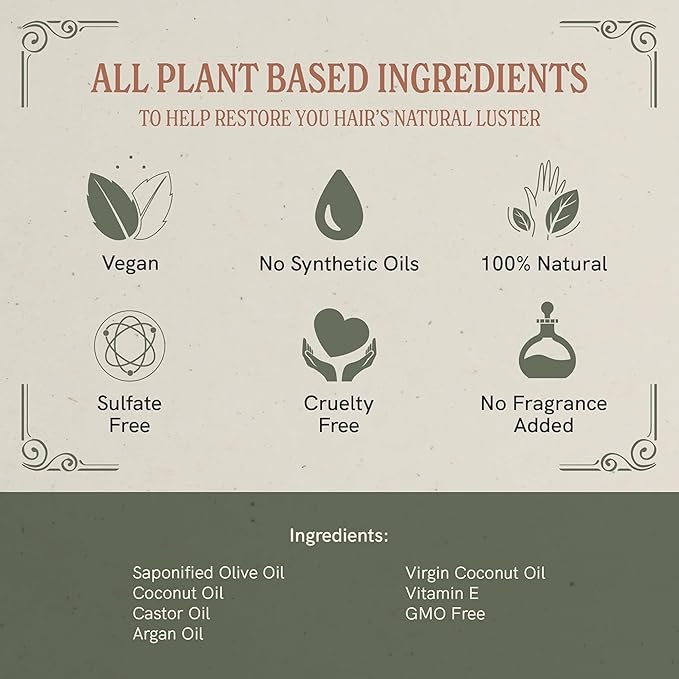 J·R·LIGGETT'S All-Natural Shampoo Bar, Virgin Coconut and Argan Oil - Strong and Healthy Hair-Nourish Follicles with Antioxidants and Vitamins-Detergent and Sulfate-Free, Set of Three, 3.5 Ounce Bars