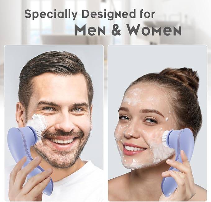 Facial Cleansing Brush Face Scrubber Exfoliator Rechargeable IPX7 Waterproof Electric Spin Cleanser Device for Exfoliating, Massaging and Deep Cleansing Removing Blackhead, Face Massaging