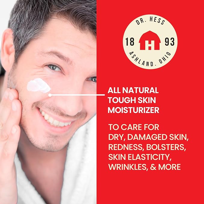 Dr Hess Men's Moisturizer, All Natural Tough Skin Cream with Lanolin, Beeswax, Licorice Root & Chamomile, Hand & Body Lotion to Care for Dry, Damaged Skin, Paraben, Sulfate, BPA & Phthalate Free, 4oz