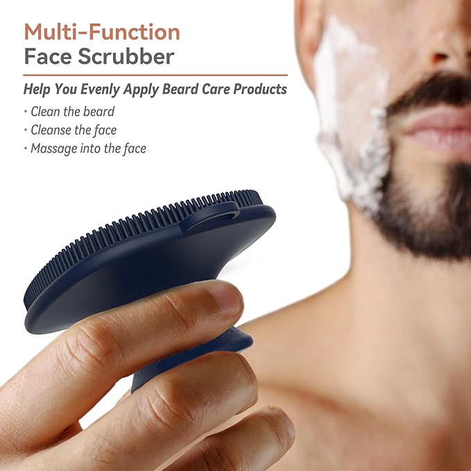 3 PCS Silicone Bath Brush Set,Back Scrubber & Body Brush & Face Brush Set, Super-Exfoliating & Lathering Body Scrubber, Shower Brush, Face Scrubber Combination for HomeBathroom Hotel Travel.(Blue)