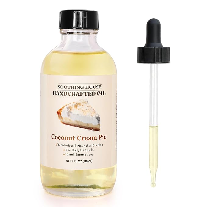 Coconut Creme Pie Body Oil - Premium Gourmand Body Moistruzier For Soft, Glowing Skin with Almond & Jojoba Oil (4 fl oz)