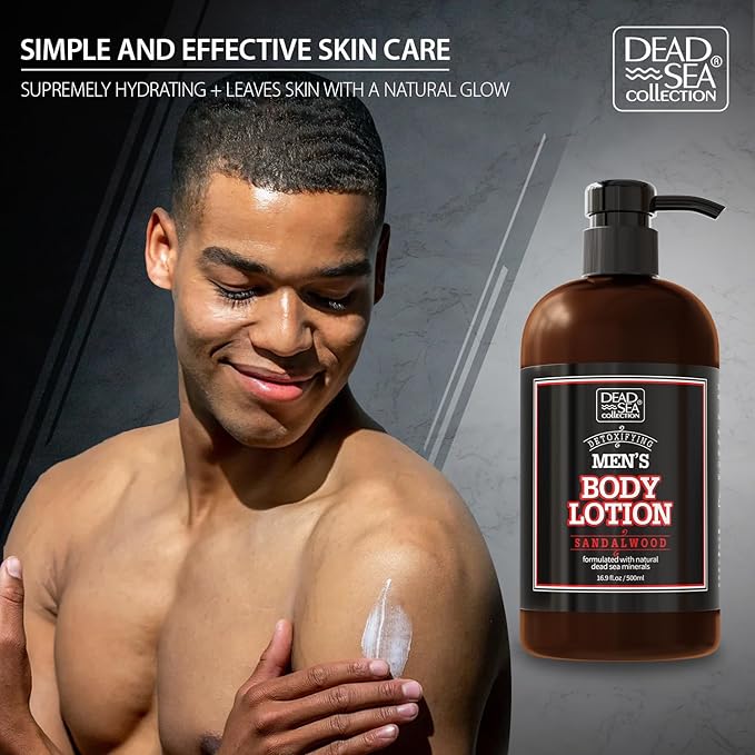 Dead Sea Collection Sandalwood Men's Body Lotion - Maximum Hydration Nourishing Moisturizing Lotion for Men - 16.9 Fl Oz Bottle