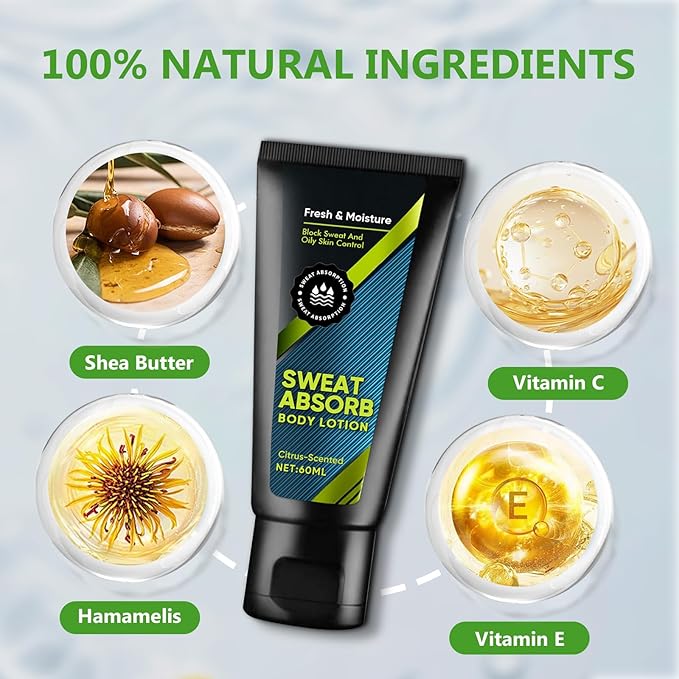 Sweat Absorbing Body Lotion | 50ML Sweat Block Face Formula | Fast-Absorbing Facial Antiperspirant for Gym & Work | Matte Finish Deodorant Men & Women