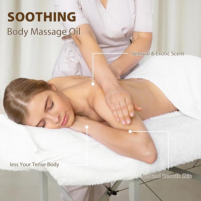 260ML YlangYlang Body Massage Oil for with Clary Sage and Rose Oil, Large Bottle Body & Facial Oil for Nourishing Skin, Muscle, Scented Body Oil for After Shower(8.8FL.OZ)