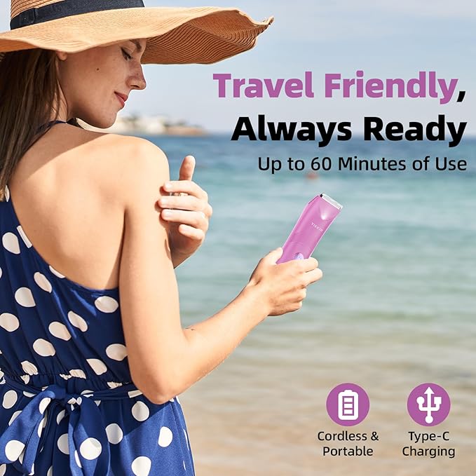 VIKICON Pubic Hair Trimmer Women: Flawless Bikini Trimmer for Women - Waterproof Electric Razor Shaver w/Light for Body Leg Hair Grooming, No Nick Lady's Intimate Shaver - Gifts for Her