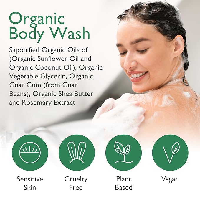 SoCal Suds & Company Hand & Body Wash Organic Shea Butter - Peppermint Scent - Liquid Soap - Daily Body Wash for Men and Women - Moisturizing Ingredients - Gentle Shower Gel - Non-Drying - 12oz