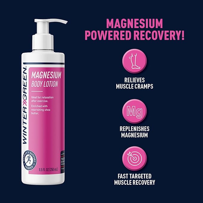 Wintergreen Magnesium Body Lotion, 8.5oz – Arnica, Menthol for Muscle Recovery, Soothing and Hydrating Formula for Sore Muscles, Fast-Absorbing Relief