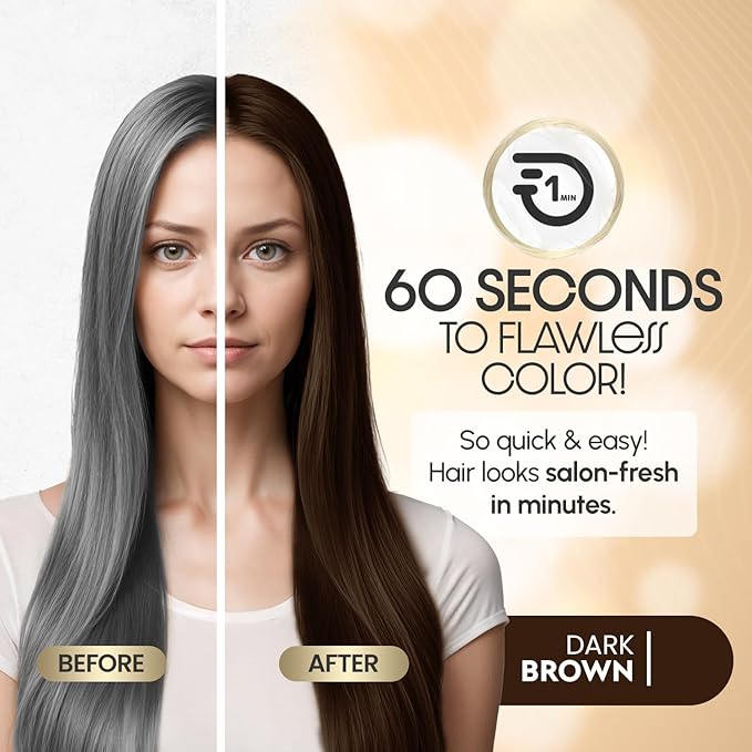 Dark Brown Rapid Infusion Hair Color Cream, Permanent Hair Dye in One Minute with Comb Applicator and Argan Oil Deep Conditioning Hair Mask 5.07 FL OZ Combo Pack