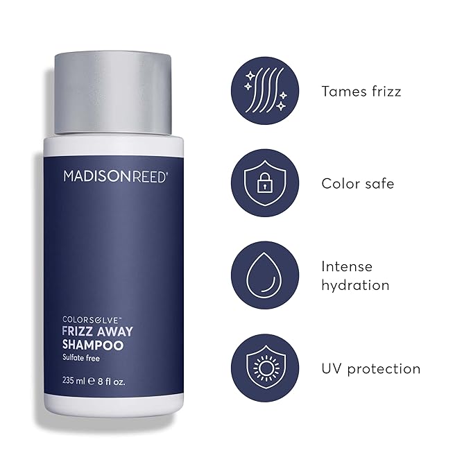 Madison Reed ColorSolve Frizz Away Shampoo, Anti-Frizz Shampoo For Unruly Hair, Tame And Smooth Wavy, Curly Or Coily Hair, Sulfate-Free, Protects Color From Fading - 8 Fl Oz (235 Ml)