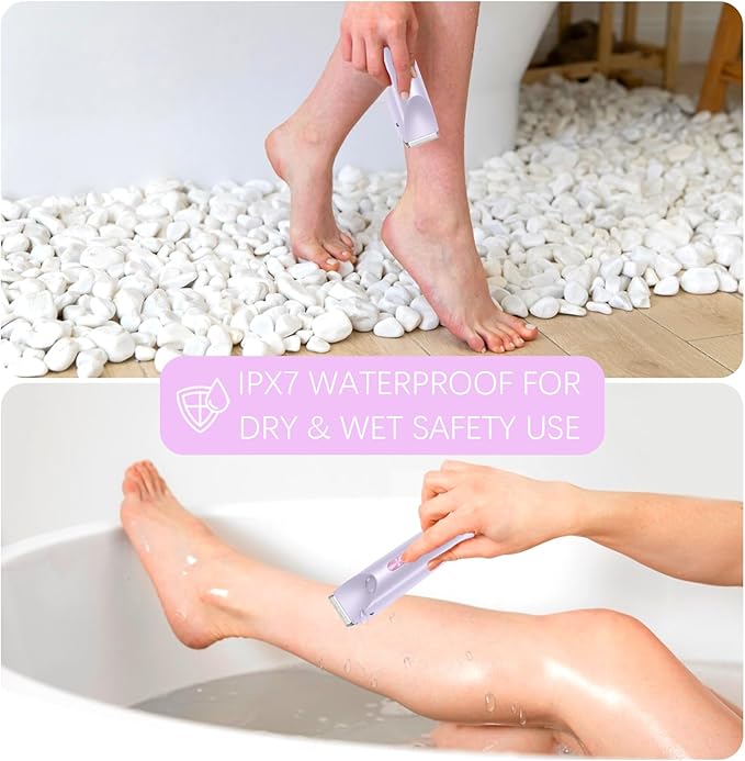 Bikini Trimmer for Women, 2 in 1 Dual-Head Electric Shaver for Women Pubic Hair, Waterproof Wet/Dry Use Body Hair Trimmer and Face Razors, Rechargeable Hair Removal for Bikini Legs Face Underarm Arm