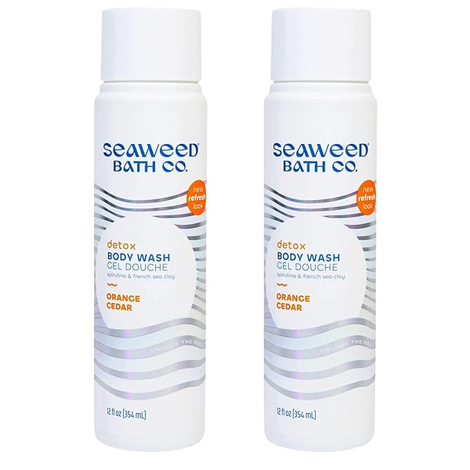 Seaweed Bath Co. Detox Body Wash, Orange Cedar Scent, 12 Ounce (Pack of 2), Shower Gel for Men & Women, Vegan, Paraben Free, Sulfate Free, Cruelty Free