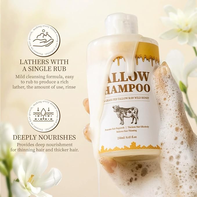 Tallow Shampoo and Conditioner Set, Natural Tallow Hair Care Kit for All Hair Types, Deeply Cleanse & Moisturize Control Oil Smooth Frizz Strengthen Hair, Add Shine & Softness, Nourish Scalp & Hair