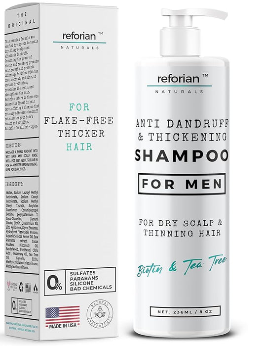 Anti Dandruff Shampoo for Men Tea Tree Oil Shampoo for Dandruff Treatment Natural Zinc Shampoo for Thinning Hair Thickening Shampoo for Men Hair Loss Mens Biotin Shampoo