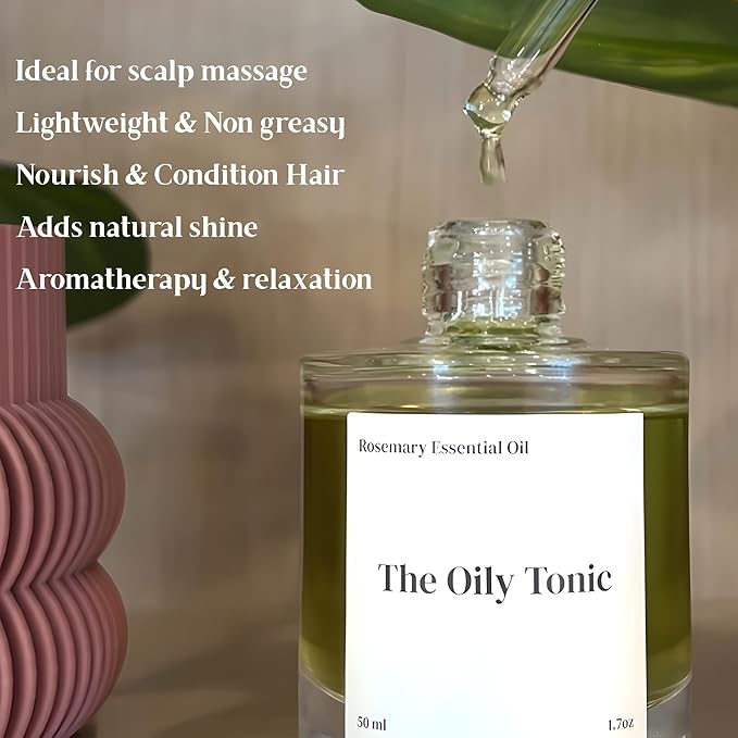 Rosemary Oil for Hair Growth – Hair Loss & Regrowth Treatment – Scalp Treatment – Strengthens Roots, Prevents Split Ends, Infused with Botanicals – Hair Serum for Dry Hair – 1.7oz – The Oily Tonic