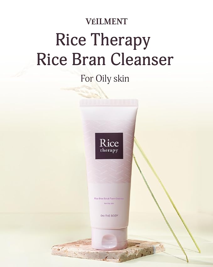 Rice Bran Foam Cleanser (Pack of 1, 5.1fl oz) - Facial Deep Cleansing Foam for Oily Skin. Smooth Skin with Gentle Scrub Formula for Men & Women, Korean Skin Care