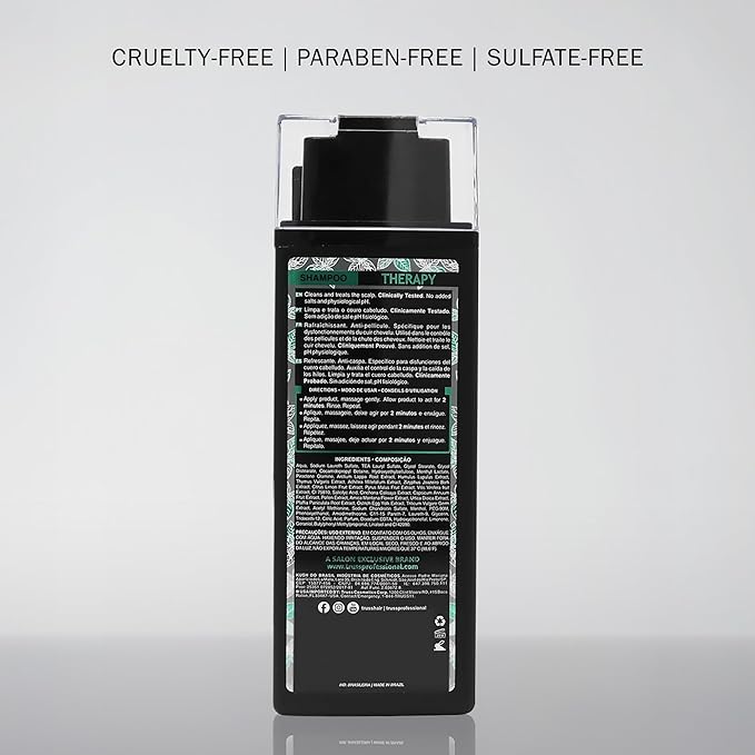 TRUSS Therapy Anti Dandruff Shampoo for Women & Men - Hair Shampoo & Itchy Scalp Treatment Infused with Menthol - Gentle Hair Care for Excess Oiliness & Flaking - pH Balanced & Paraben-Free (10.14 oz)