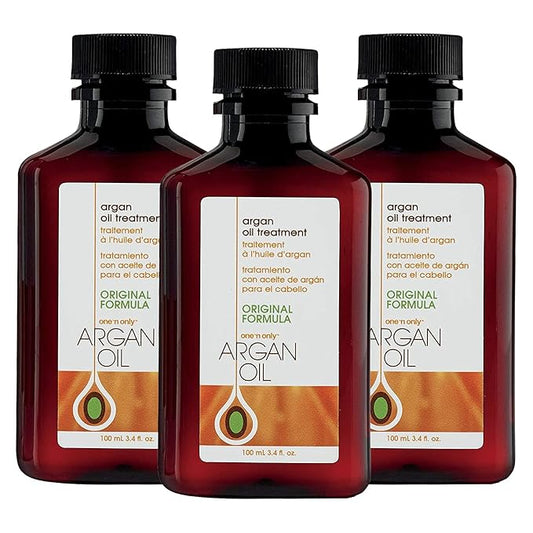 One 'n Only Argan Oil Hair Treatment - Lightweight & Hydrating Hair Oil for Natural, Wigs & Extensions - Shine Enhancing, Heat Protectant & Frizz Control (3.4 oz, 3pk)