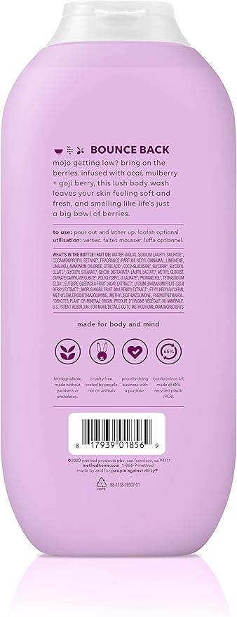 Method Body Wash, Berry Balance, Paraben and Phthalate Free, 18 oz (Pack of 6)
