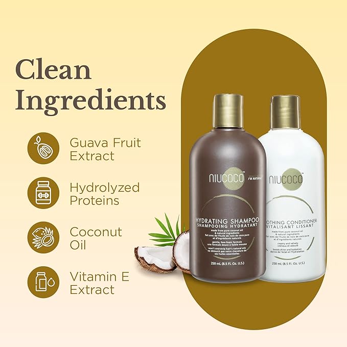 | All-Natural Coconut Oil Shampoo and Conditioner | 100% Non-Toxic | Bundle Pack (250ml)