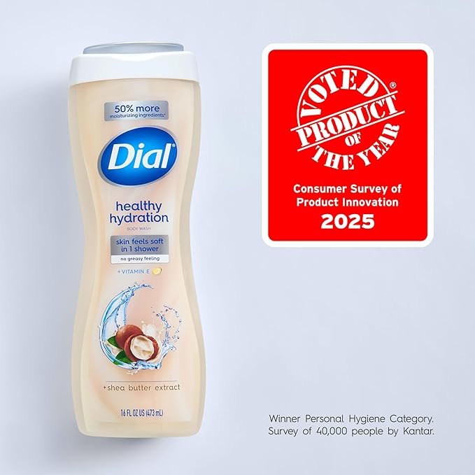 Dial Body Wash, Healthy Hydration, Shea Butter Extract plus Vitamin E, 16 fl oz (Pack of 4)