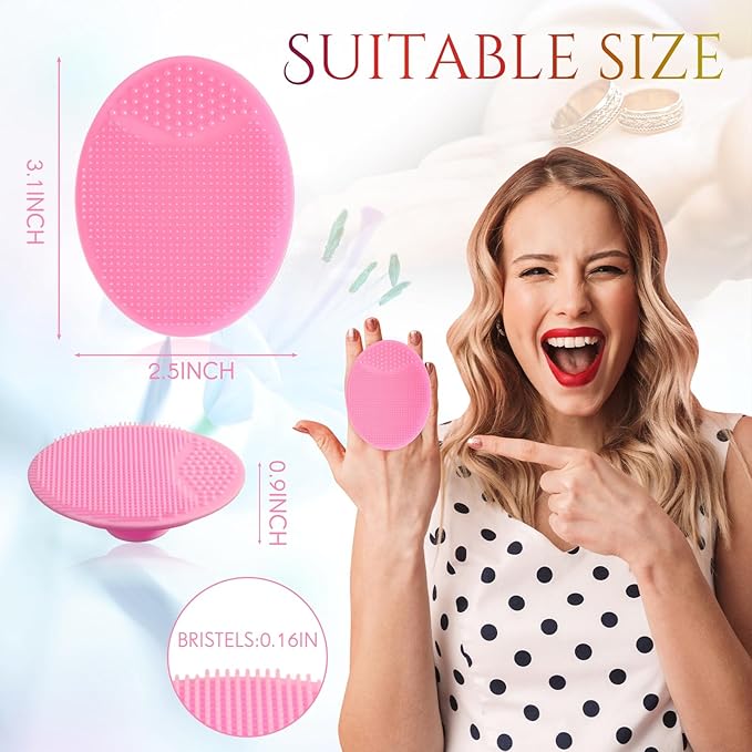 Roshtia 100 Pcs Silicone Face Scrubber Facial Cleansing Brush Handheld Soft Bristle Face Exfoliator Manual Cleansing Wash Brush for Massage Body Skin Care Pore Blackhead Removal, 20 Colors