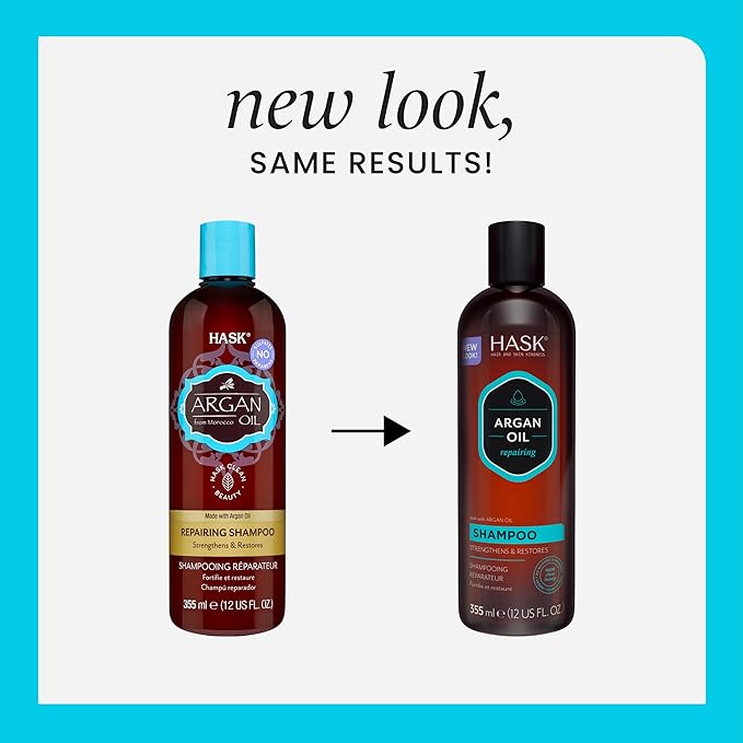 HASK Argan Oil Repairing Shampoo + Conditioner Set | Color Safe, Sulfate-Free, Paraben-Free, Gluten-Free, Cruelty-Free, For All Hair Types