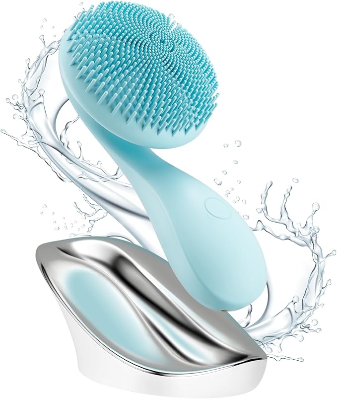 2 in 1 Facial Cleansing Brush, Rotating Magnetic Beads & Massage Cleaning Electric Face Scrubber, Waterproof and Rechargeable Exfoliating Face Scrubber Brush