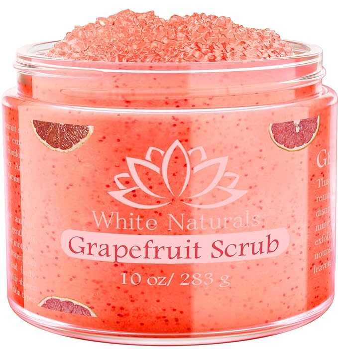 Organic Grapefruit Salt Scrub Moisturize & Soften Skin, Pure Natural Skincare Exfoliator, Shower Scrub For Exfoliating Dead Sea Cells, Body Scrubber & Face Cleanse, Infused Essential Oil & Nutrients