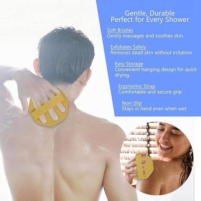 Silicone Body Scrubber – Exfoliating Body Brush for Shower, Soft Silicone Scrub for Men & Women, Shower Scrubber for Skin Care, Body and Face Scrub (Orange)