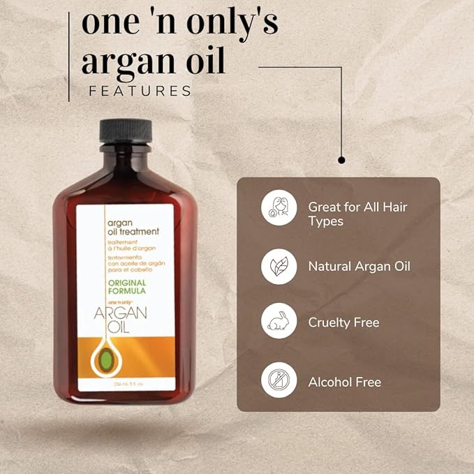 One 'n Only Argan Oil Hair Treatment - Lightweight & Hydrating Hair Oil for Natural, Wigs & Extensions - Shine Enhancing, Heat Protectant & Frizz Control (3.4 oz, 3pk)