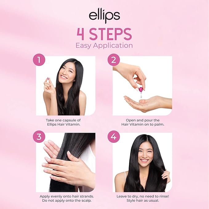 Hair Oil Smooth & Shiny, 50 Capsules - Hair Heat Protectant Oil for Frizzy Hair - With Vitamin B5