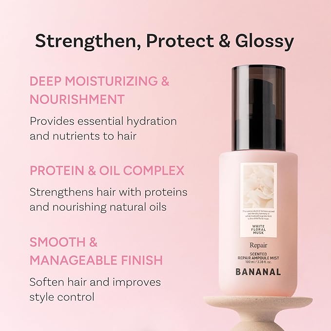 Rapair Korean Ampoule Hair Serum Mist - Nourishing & Moisturizing Hair Treatment, Frizz Control, Paraben & Sulfate Free, White Floral Musk, 100ml / 3.38 fl oz