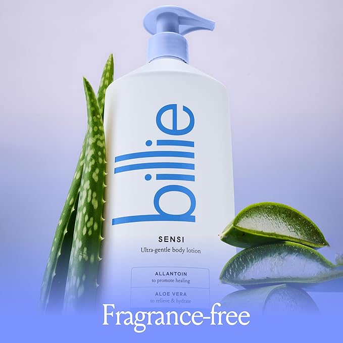 Billie Sensi Ultra-Gentle Women's Body Lotion, Fragrance-Free, Allantoin & Aloe Vera, 18 fl oz